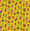Bugs colorful seamless vector pattern Royalty Free Stock Photo
